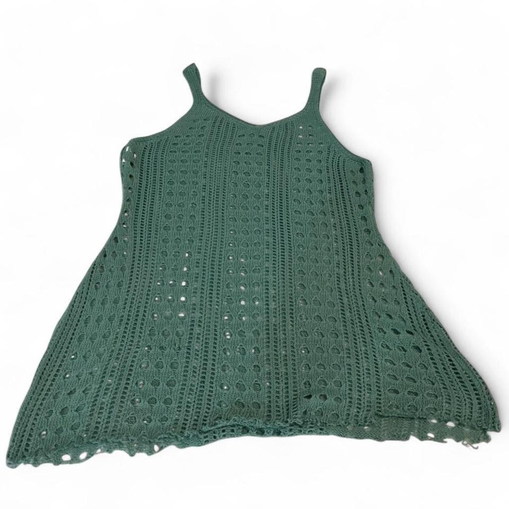 Isabella Rose Crochet Cover-Up Dress Womens Medium‎ Green Boho Knit